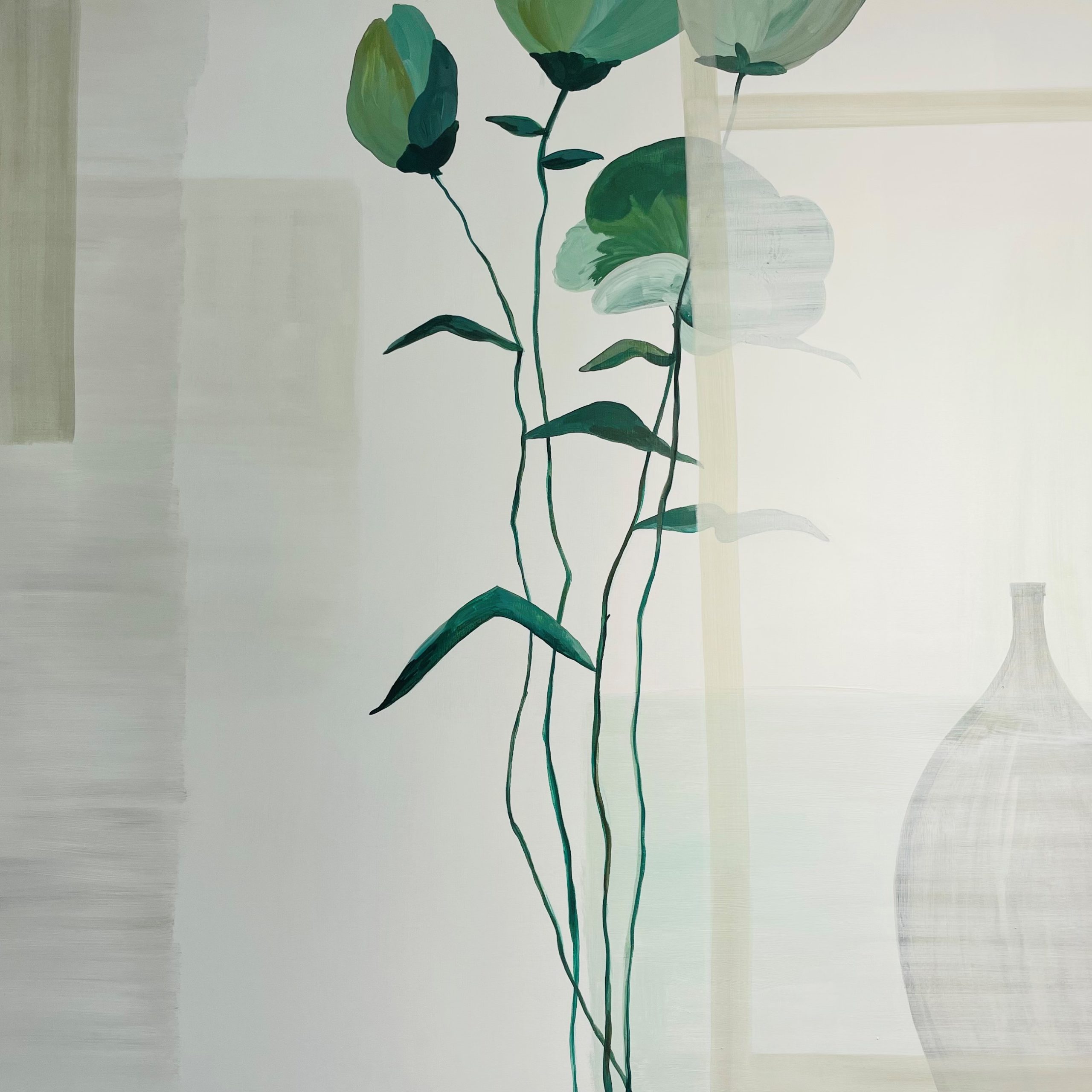 Les Fleurs Vertes 001 – Œuvre picturale – 90x90cm