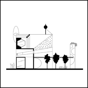Les Maisons Imaginaires Numériques 002 – Œuvre encadrée – 86x86cm