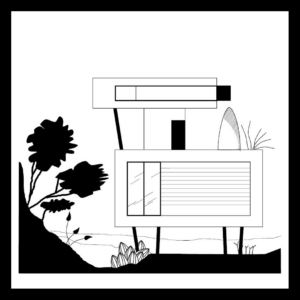 Les Maisons Imaginaires Numériques 004 – Œuvre encadrée – 86x86cm