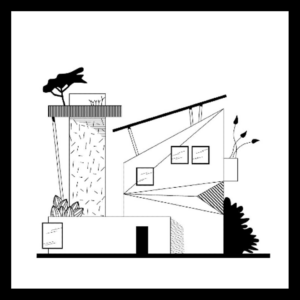 Les Maisons Imaginaires Numériques 005 – Œuvre encadrée – 86x86cm